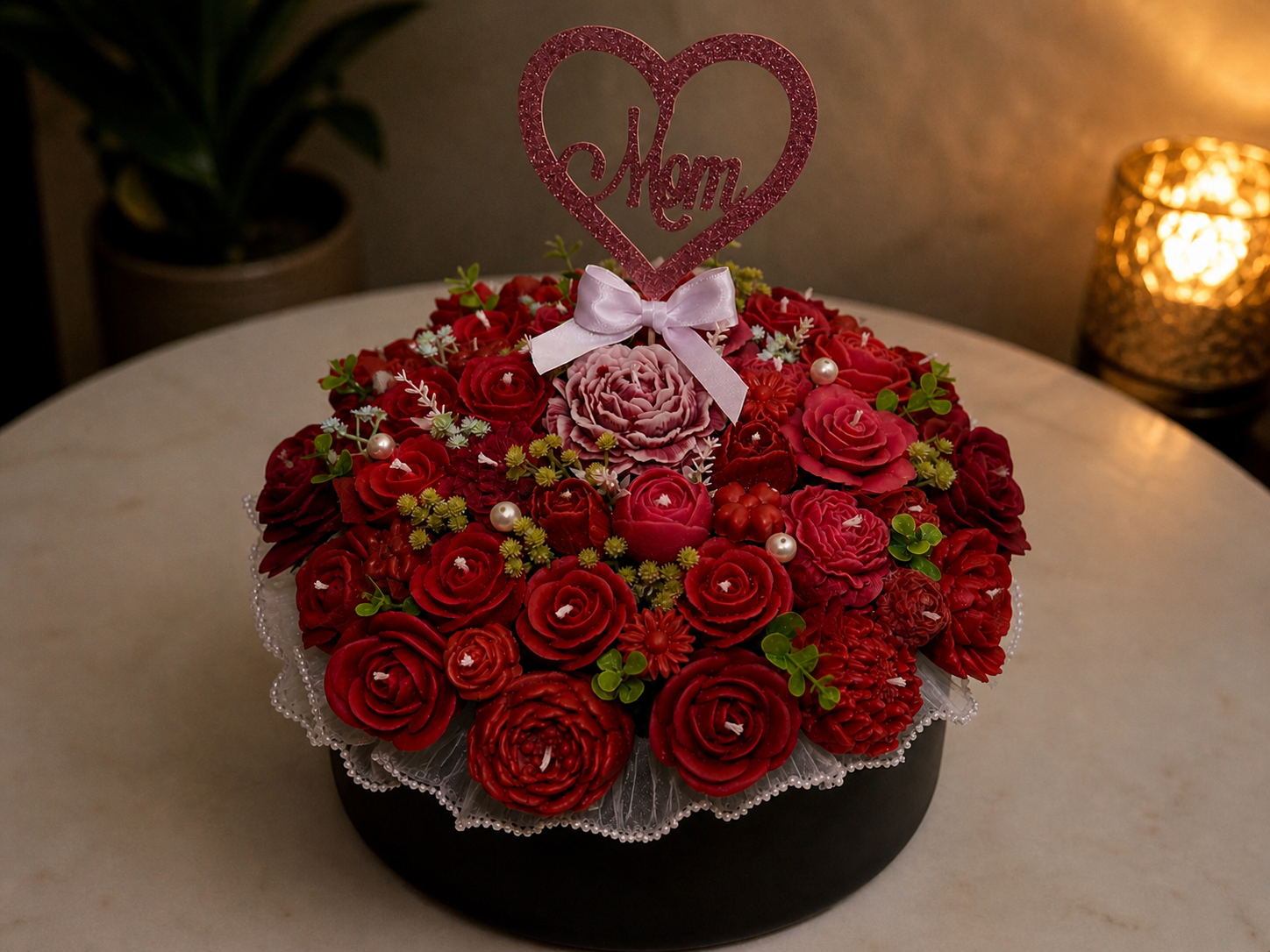 Crimson Bloom Bouquet – “Mom” Edition