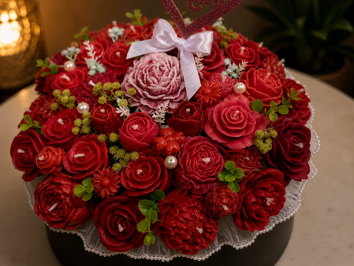 Crimson Bloom Bouquet – “Mom” Edition