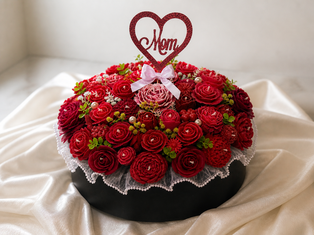 Crimson Bloom Bouquet – “Mom” Edition