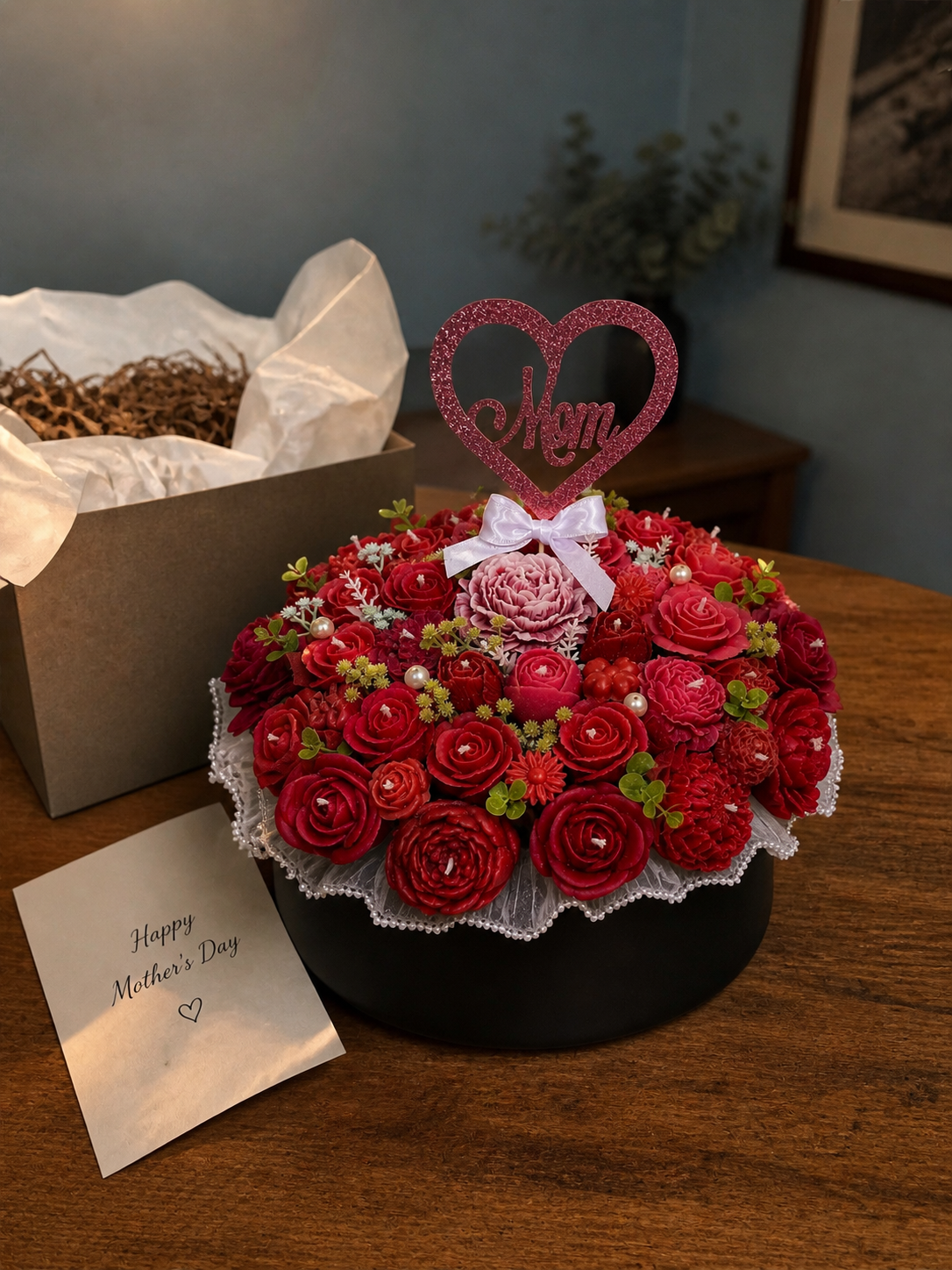 Crimson Bloom Bouquet – “Mom” Edition