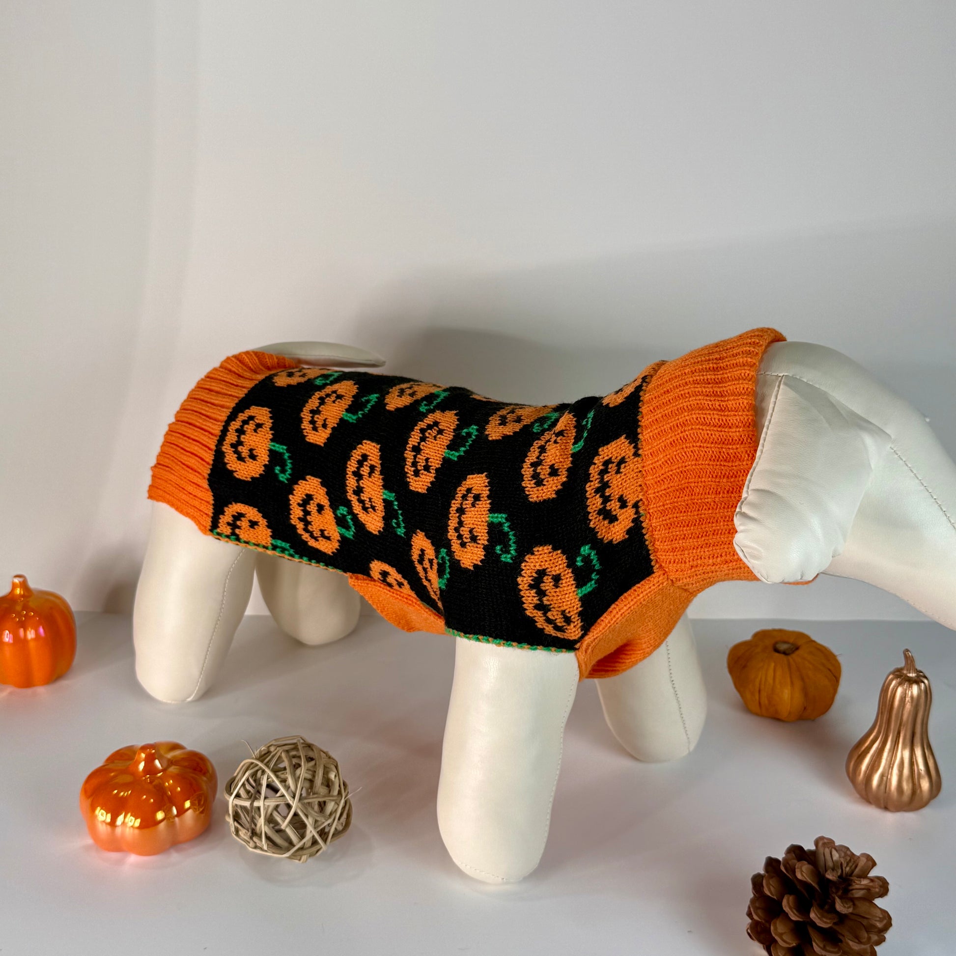 Pumpkin dog knit sweater