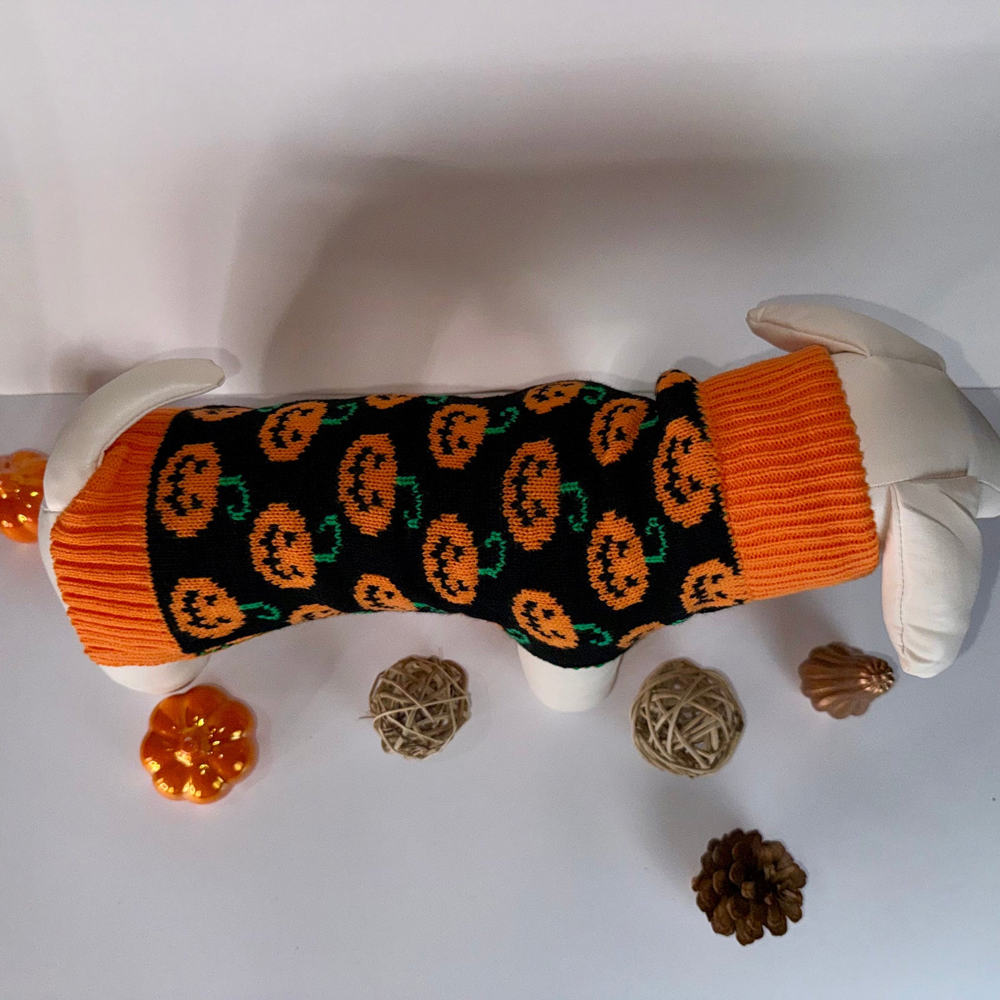 Pumpkin dog knit sweater