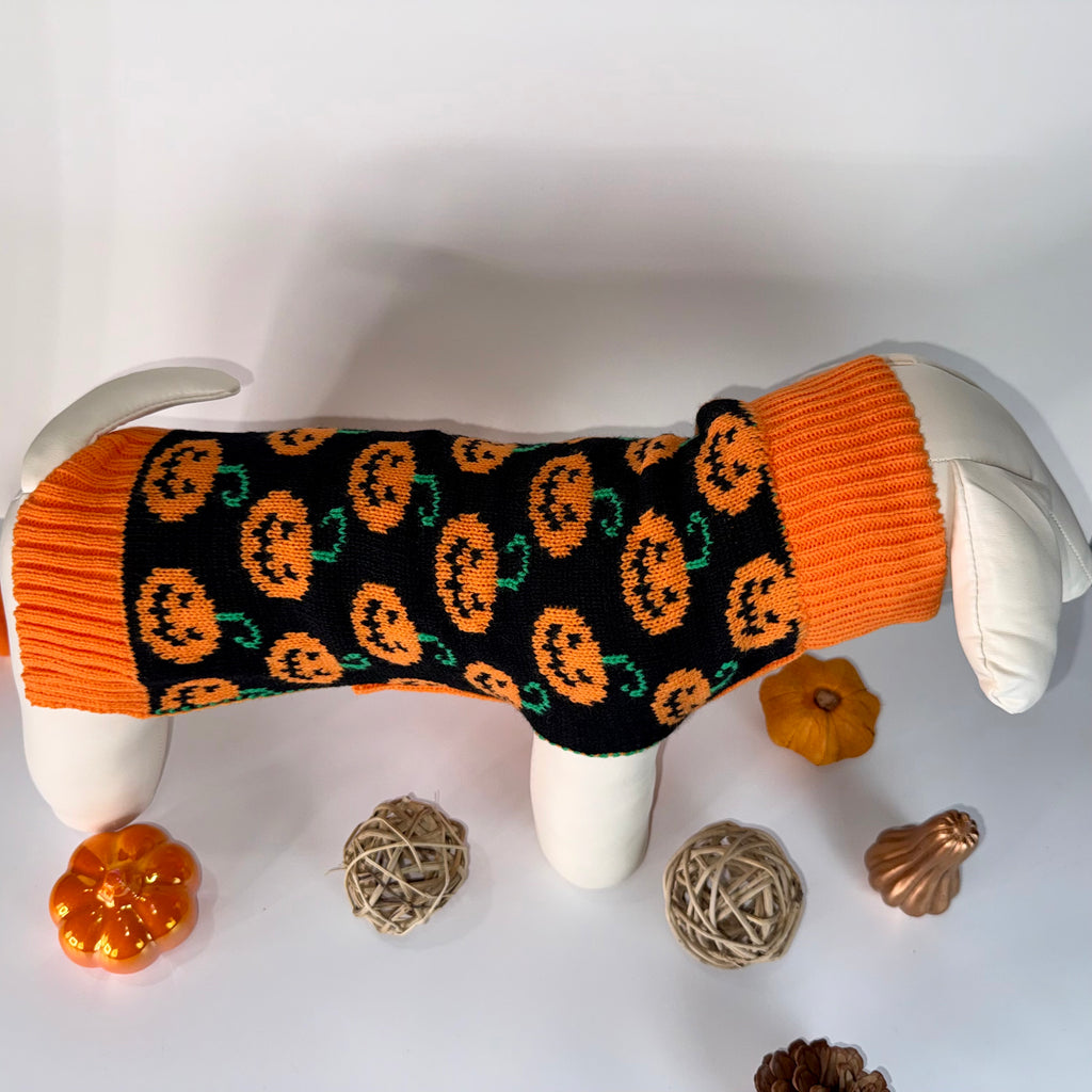 Pumpkin dog knit sweater