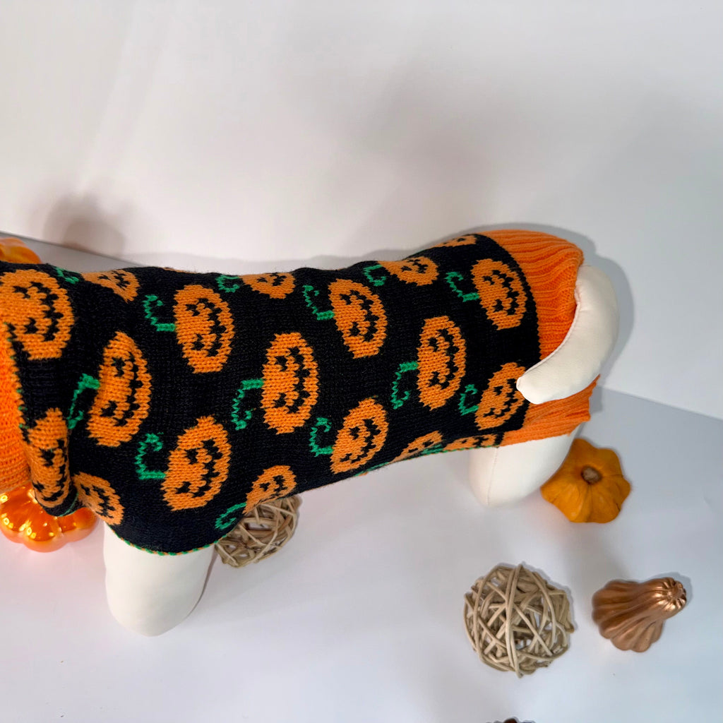 Pumpkin dog knit sweater
