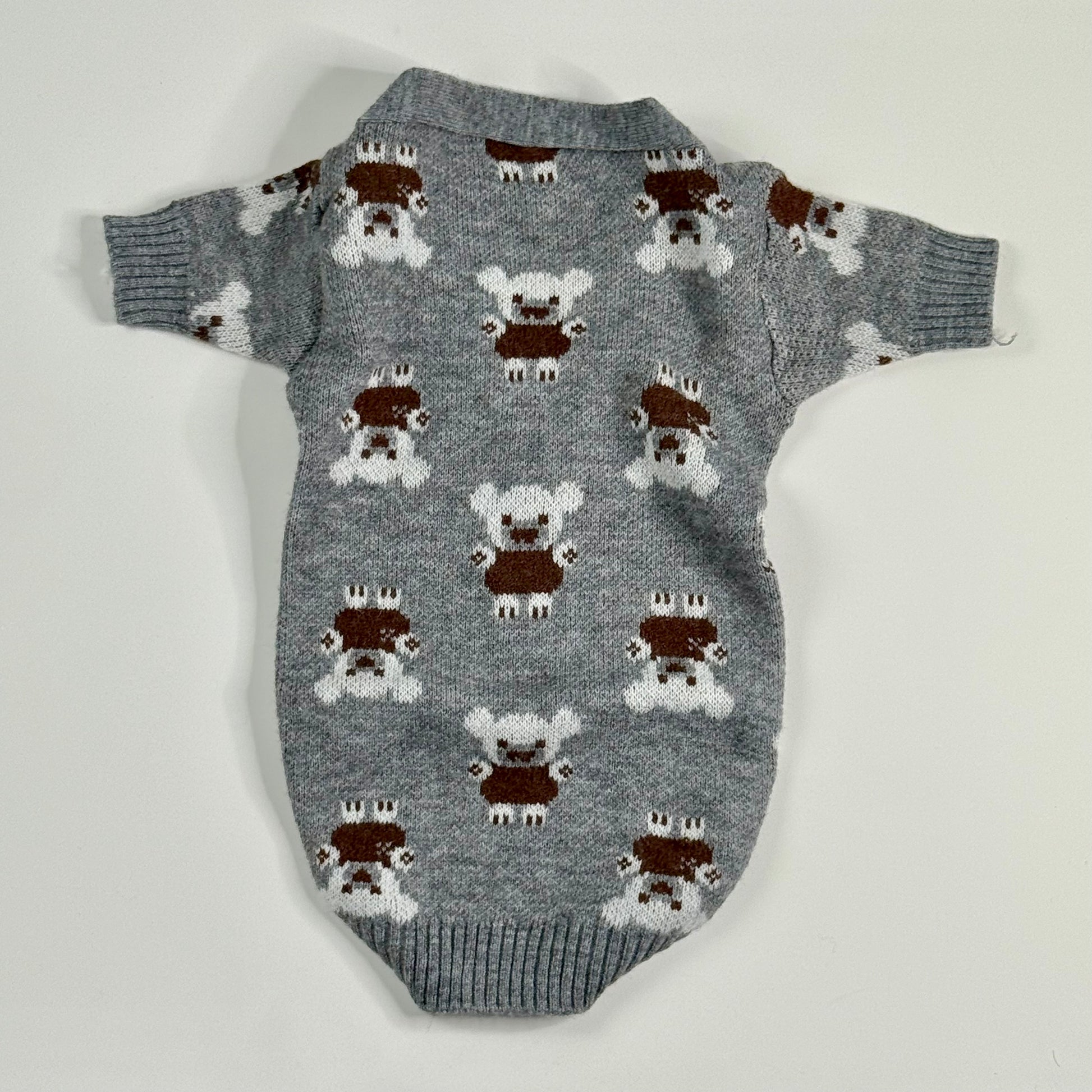 Grey dog sweater- Teddy bears
