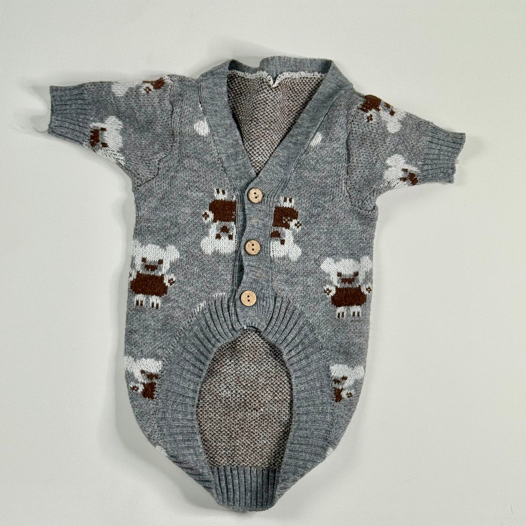 Grey dog sweater- Teddy bears