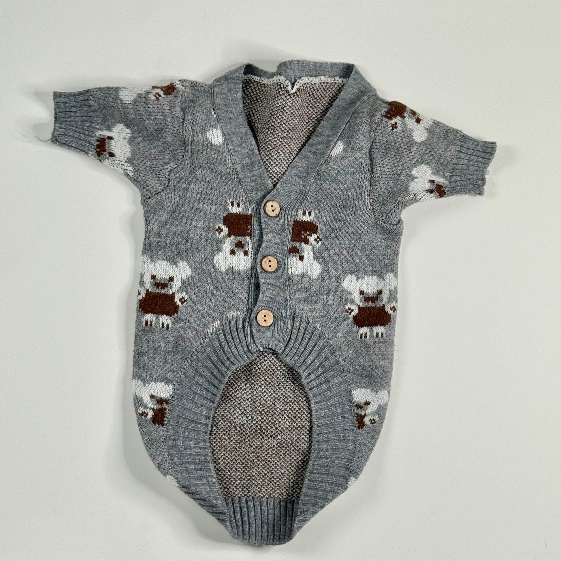 Grey dog sweater- Teddy bears