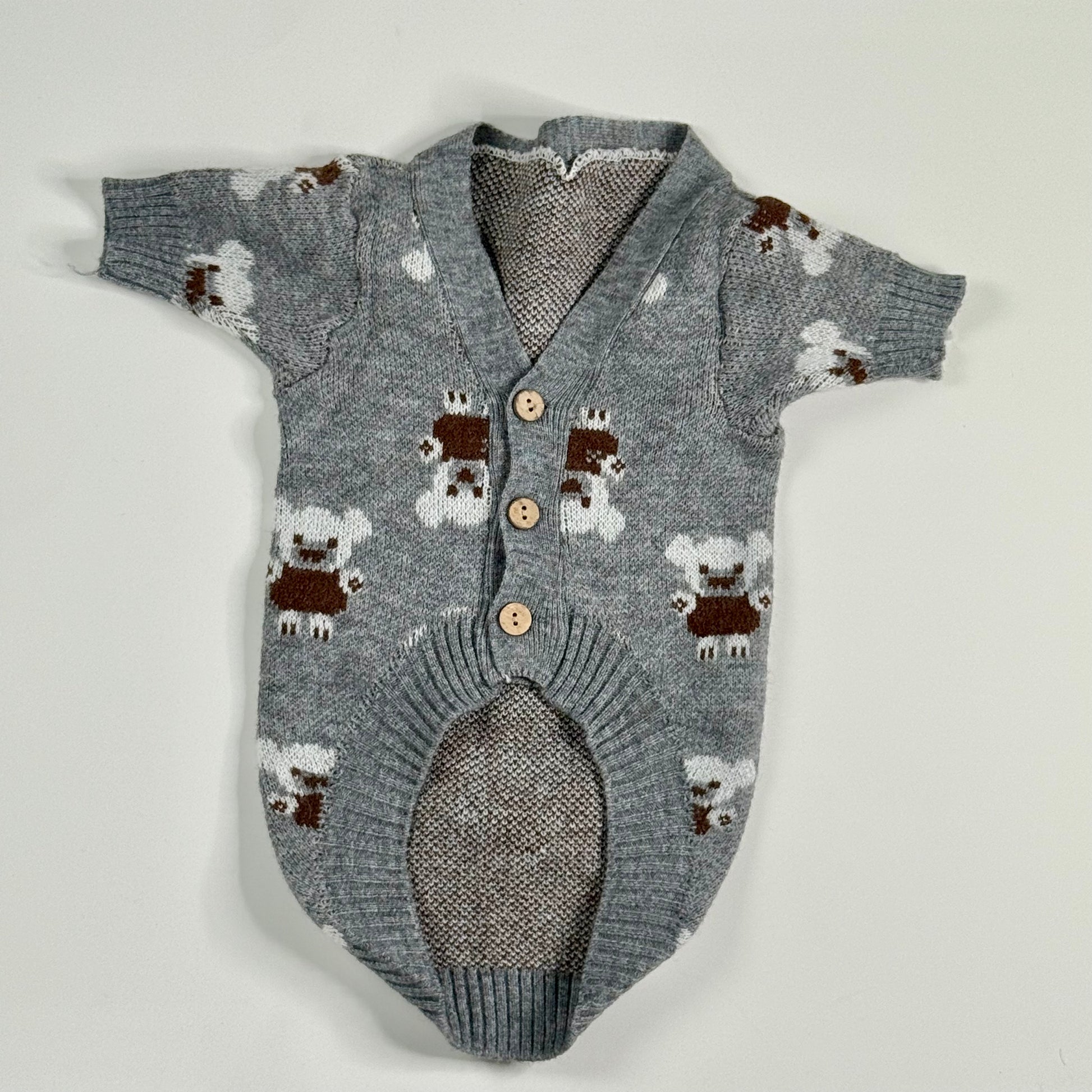 Grey dog sweater- Teddy bears