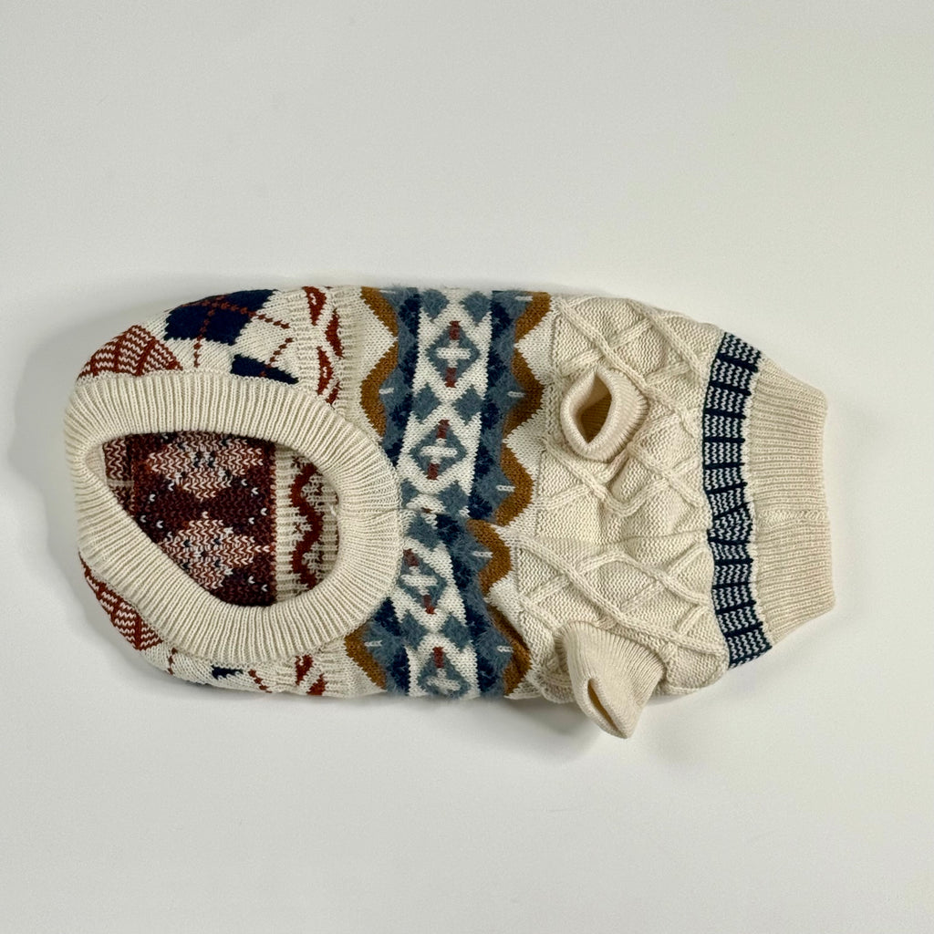 White Dog pattern sweater