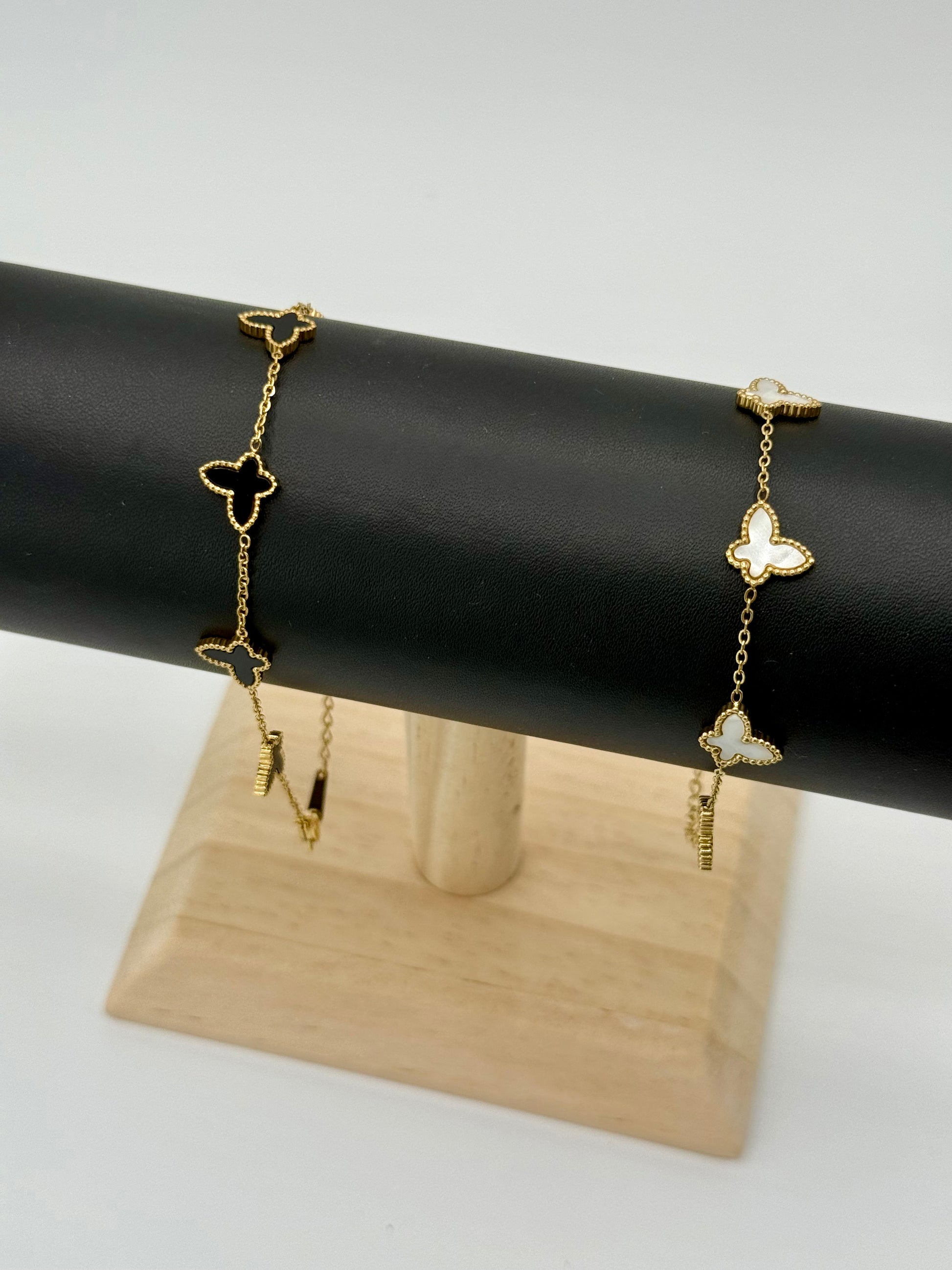 Golden color black butterfly metal bracelet